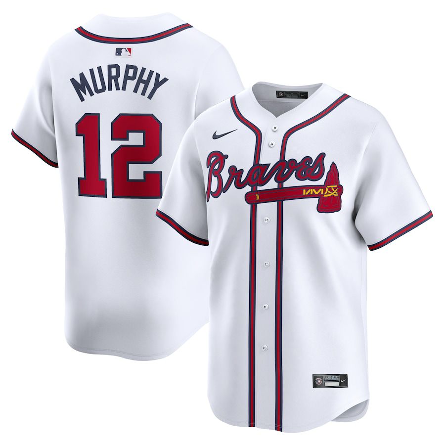 Men Atlanta Braves 12 Sean Murphy Nike White Home Limited Player MLB Jersey